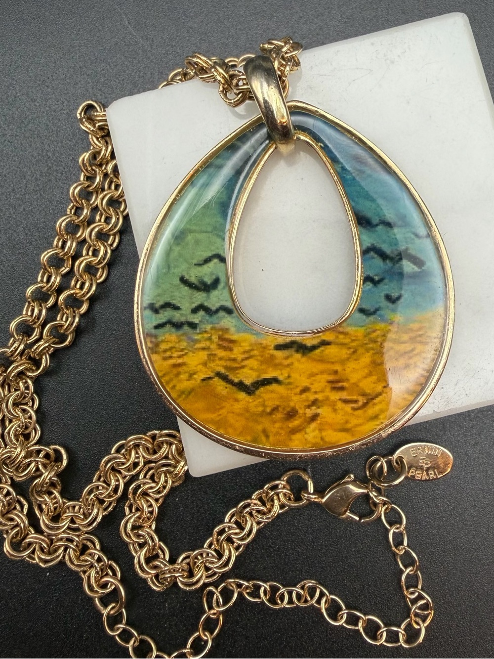 Edwin Pearl Teardrop Pendant Necklace #830 birds Van Gogh Museum E Pearl